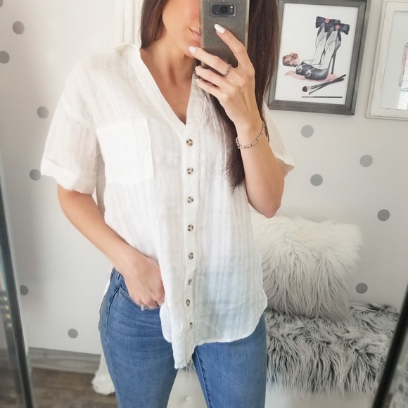 Women’s Classy Relaxed Fit Linen Button Down Top Blouse Spring Tops - Picture 4 of 8